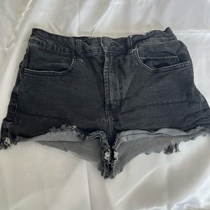 Light wash black denim shorts